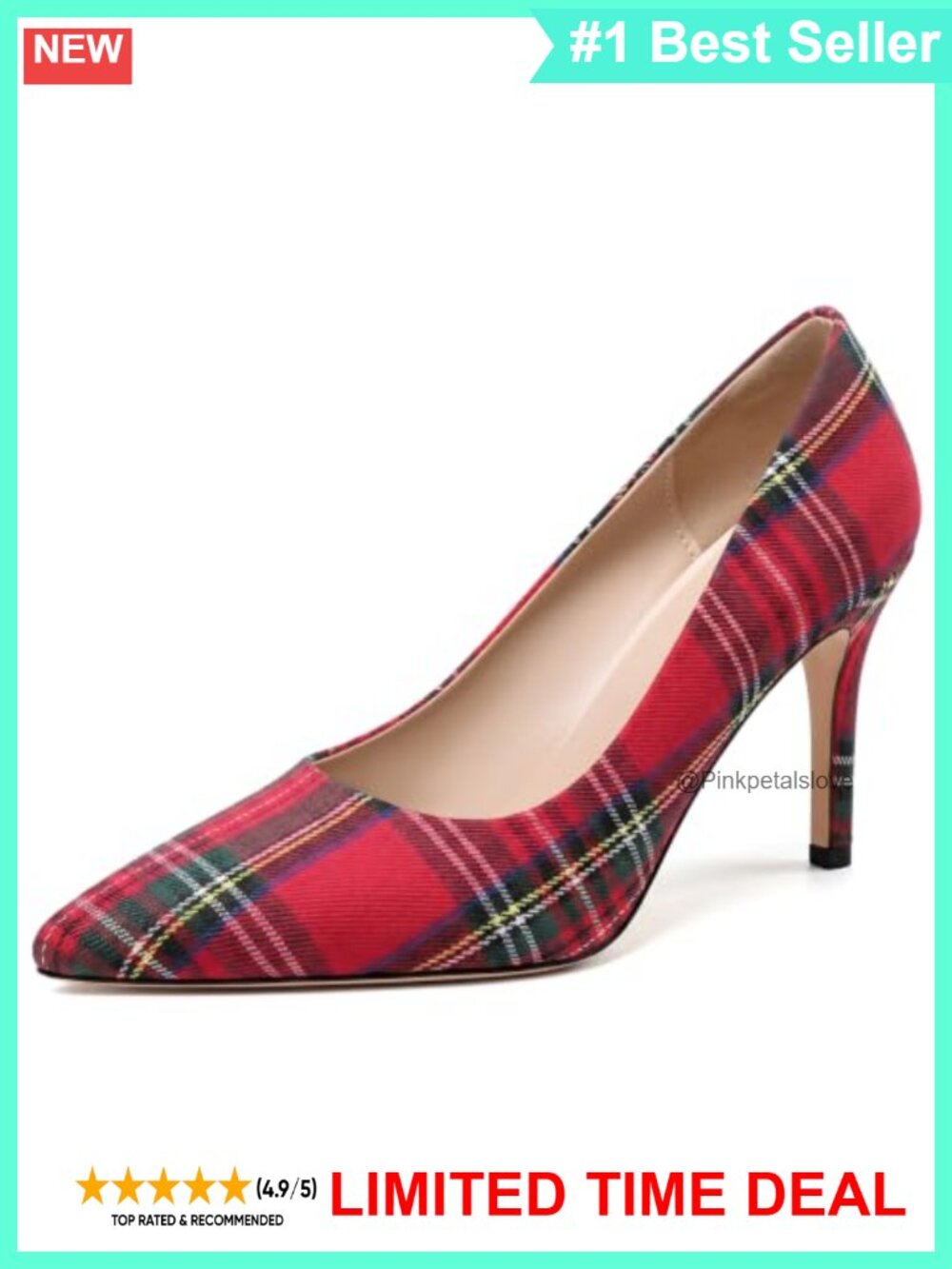 KUOARN Women's Pointed Toe Stiletto Heels 3.5 inch Slip On Pumps Patent Leather